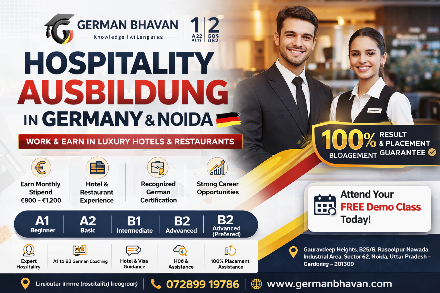 Hospitality Ausbildung in Germany in Noida – 100% Placement & Result Guarantee